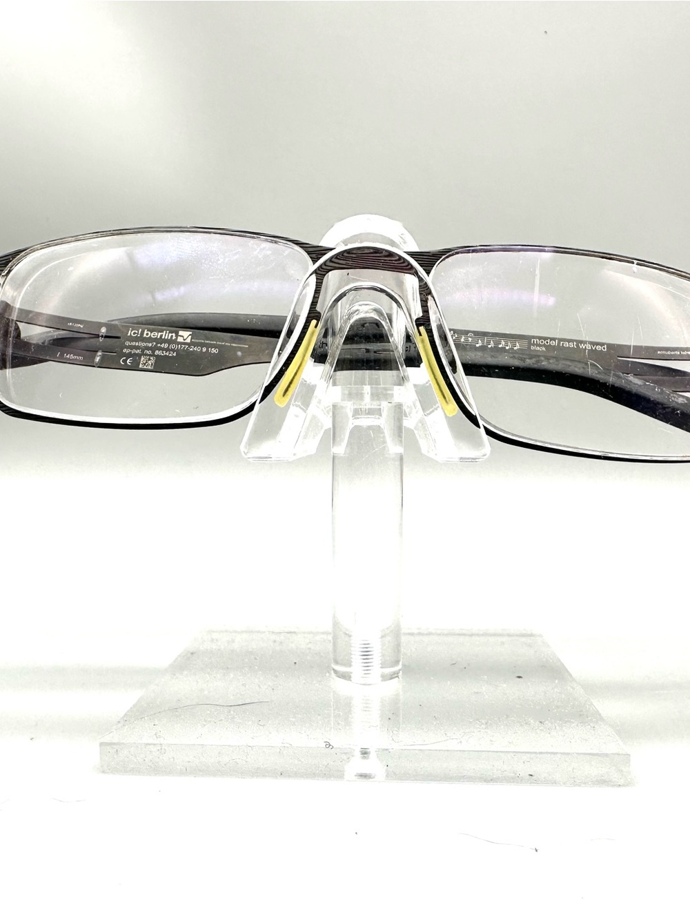 ic! berlin Rast Waved Black Rectangular Eyeglasses Frames 51-18-145 Germany